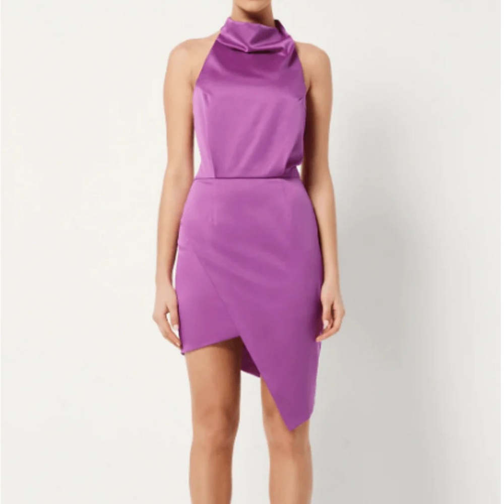 Elliatt Purple Satin Halter Mini Dress